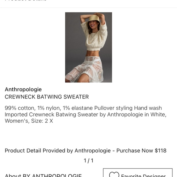Anthropologie Cropped oversized Batwing Sweater - Picture 8 of 12